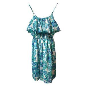 Lilly Pulitzer x Target Mini Dress Size XS Blue White Sea Urchin Ruffle Casual‎
